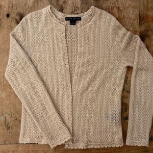 Gorgeous pointelle Ralph Lauren Black Label 100% cashmere cardigan sweater